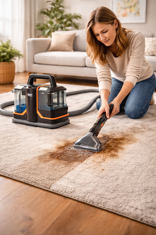 RAF Portable Carpet & Upholstery Cleaner Vacuum 450W | 11,000Pa Powerful Suction Spot Cleaning Machine | Dual Water Tank (1080ml Clean / 800ml Dirty) | Lightweight IPX4 Water Resistant Cleaner for Home & Car